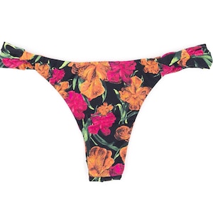 Summer Floral Print Bikini Thong Bottom Size Small High Waisted Bikini Low Waisted Bikini Brazilian Cut Bikini Boho Chic Swimsuit Bottoms