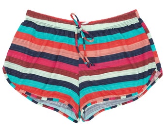 Colorful Cover-Up Shorts - Size Medium - Vintage Beach Shorts - Vintage Shorts - Vintage Striped Shorts - Striped Shorts - Medium Shorts