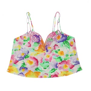 Vintage Victoria&#39;s Secret Camisole Size Small Colorful Summer Cami Floral Print Top Sleeveless Formal Top Spaghetti Strap Tank Top