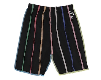 oh mighty rainbow outlined biker shorts, size small shorts, biker shorts, black shorts, y2k, y2k clothing, 90s clothing, high waisted shorts