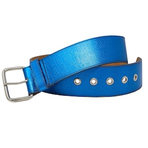 Vintage 90s Espirit Leather Blue Wide Belt Size Medium Leather Belt Women Genuine Leather Belt Adjustable Stylish Waist Belt Fall Winter