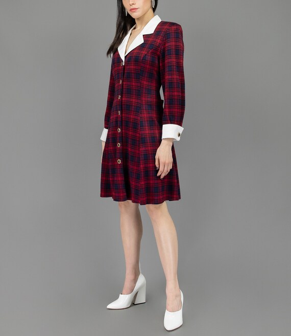 preppy dress, red plaid dress, medium short dress… - image 2