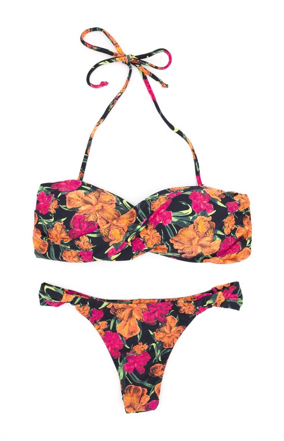 floral thong bikini bottoms, size small thong, vi… - image 3