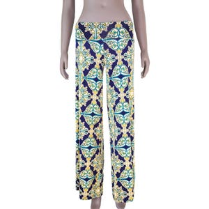 Boho Wide Leg Summer Pants Beach Vacation Floral Festival Pants Size Small