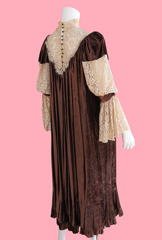 1900s Plum Edwardian Velvet Lace Dress Size Small… - image 4