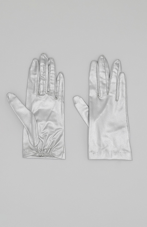 deadstock metallic silver gloves, size xs gloves,… - image 2