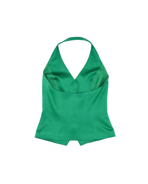 vintage escada metallic green halter vest, size s… - image 2