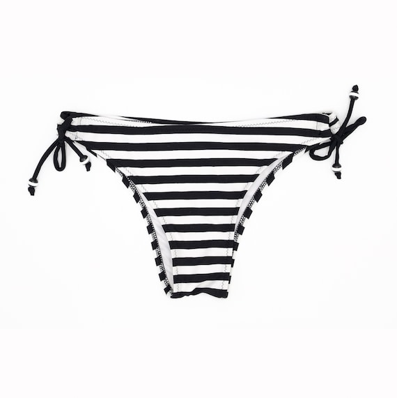 Black and white striped bikini bottoms. Side tie … - image 1