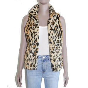 90s Y2k Faux Fur Leopard Print Vest Luxurious Layering Statement Top Size Large 90s Grunge Fashion Boho Chic Festival Party Evening Vest