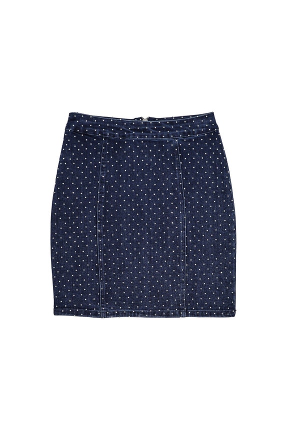 sequence denim high waisted mini skirt, size small