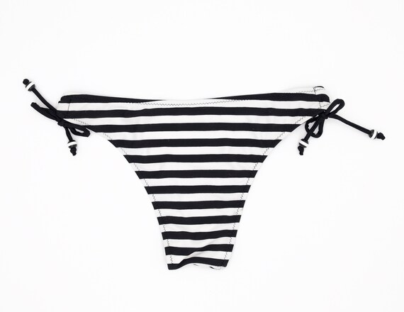 Black and white striped bikini bottoms. Side tie … - image 2