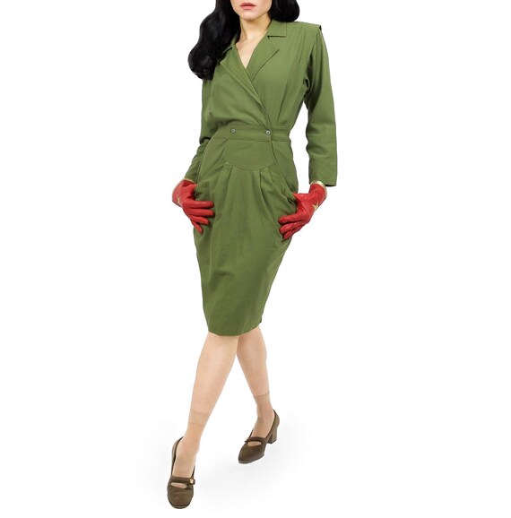 army green wrap dress