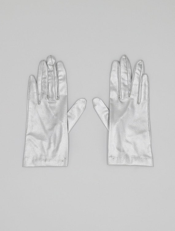 deadstock metallic silver gloves, size xs gloves,… - image 1