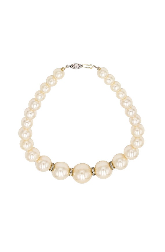 Crystal Pearl Necklace - Vintage Faux Pearl Neckla