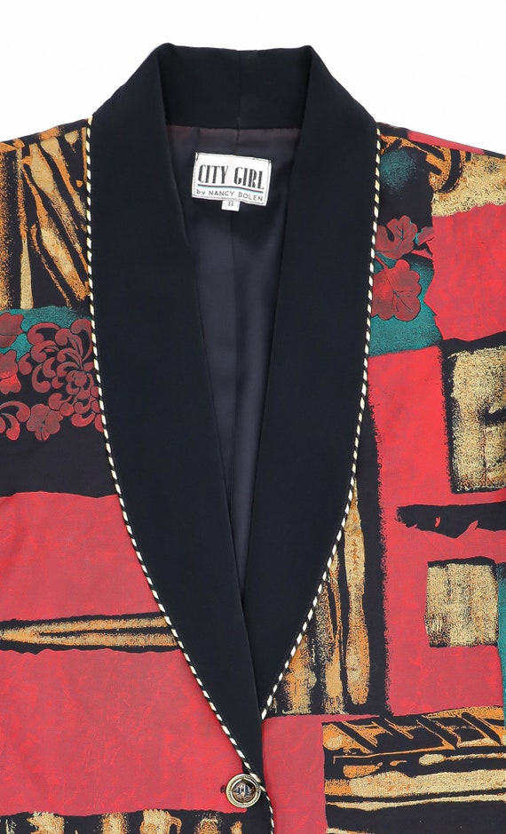 vintage 80s abstract shawl collar blazer, size me… - image 2