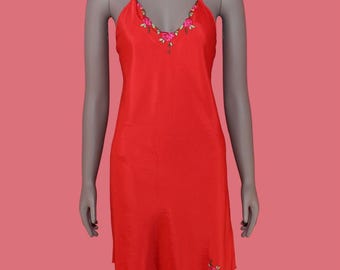 Vintage Floral Slip Dress Nightgown Size XLarge