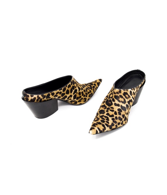 Haider Ackermann Leopard Print Pointed Mules Size 38 Block