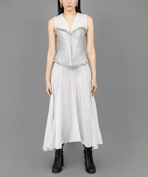 Silver Demure Corset - Size Small - Vintage Corset