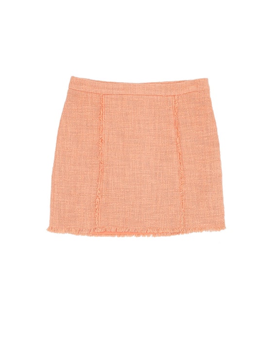 pastel peach tweed mini skirt, size small skirt, v