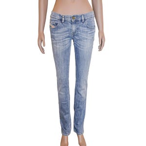 Diesel Medium Wash Skinny Jeans Trendy Low Rise Stretch Denim Slim Fit Pants