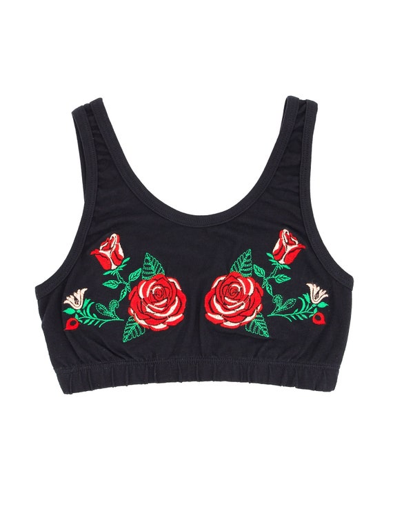 embroidered rose sports bralette, size small sports b… - Gem