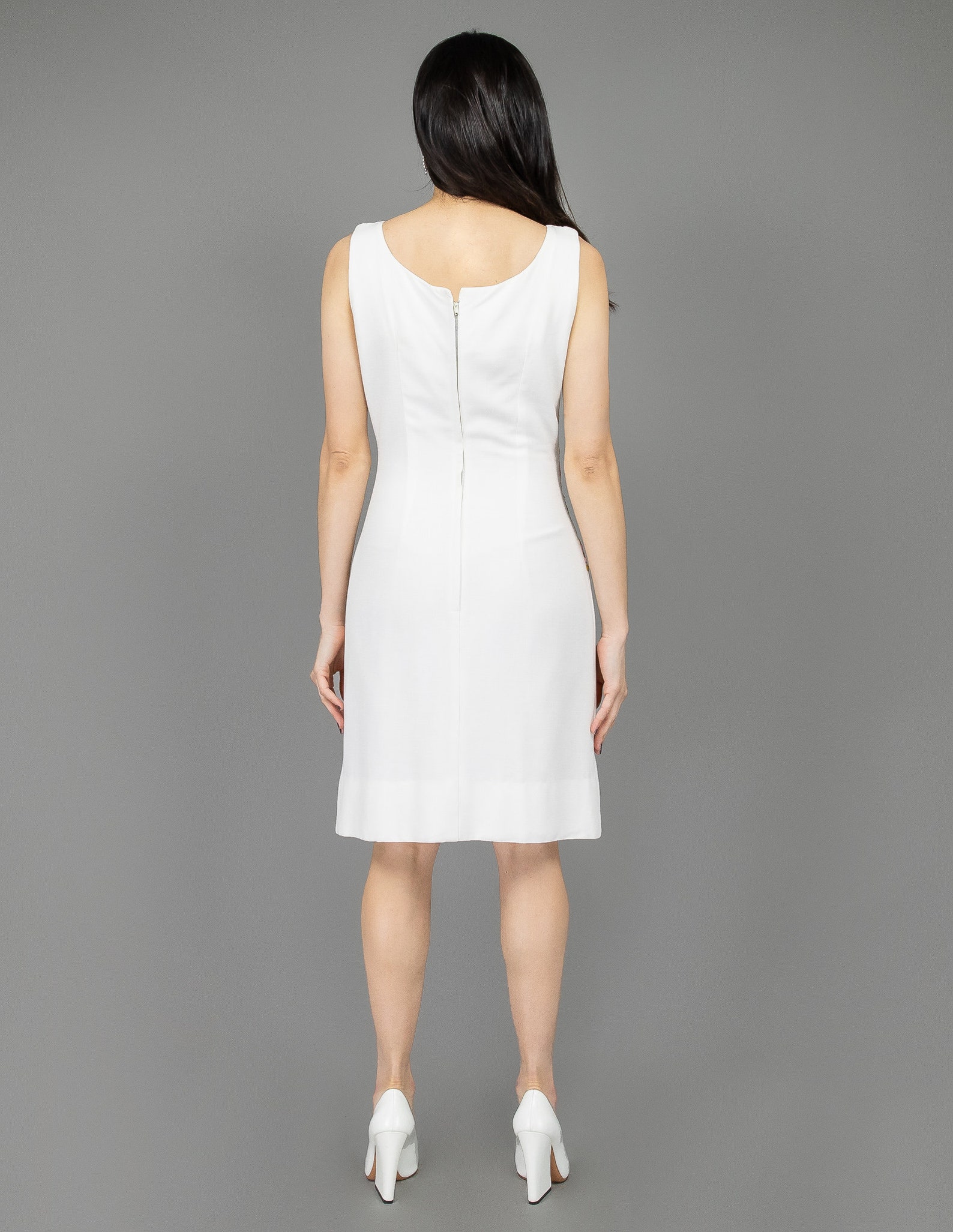 White Sheath Dress, Size Medium Dress, Floral Embroidered Dress, Easter