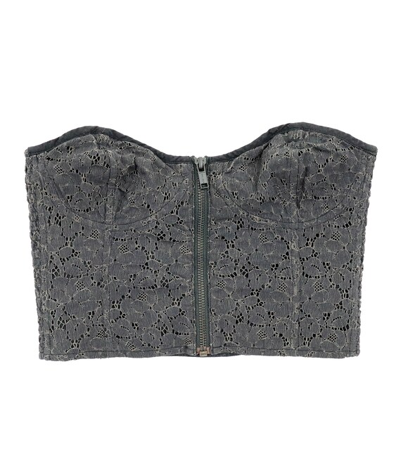 Floral Lace Corset - Size 2 - Black Gray Corset -