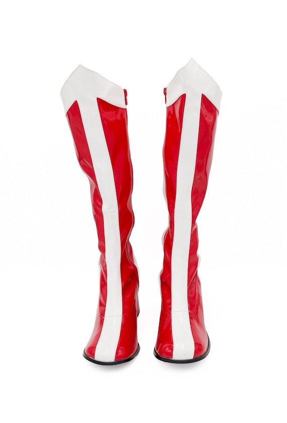 Go Go Boots Size 8 Boots Red and White Boots Costume Boots Etsy