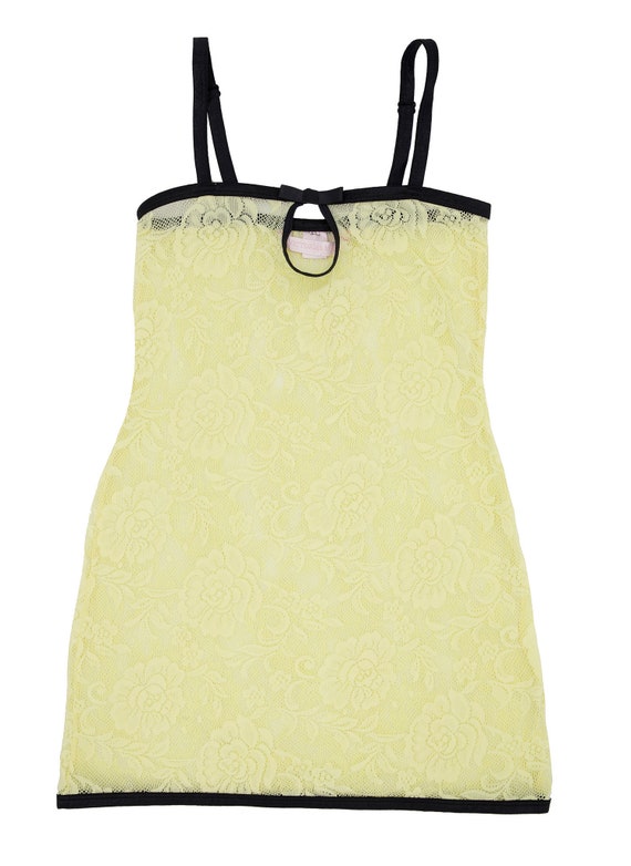 Yellow Lace Teddy with Thong - Size Small - Vintag