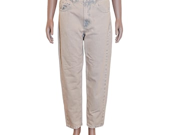 Vintage Light Wash 80s Mom Jeans High Waisted Denim Relaxed Fit Casual Trendy Everyday Pants High Rise Cotton Jeans Size Small Acid Wash