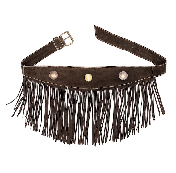 Brown Suede Fringe Belts - Vintage Brown Belts - V