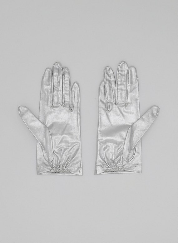 deadstock metallic silver gloves, size xs gloves,… - image 3