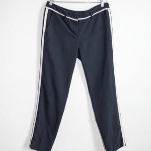 Willi Smith Navy Blau Weiß Streifen Low Rise Hose Größe 38 Workwear Bürohose Minimalist Navy Style Bürohose Lässige Tapered Pants