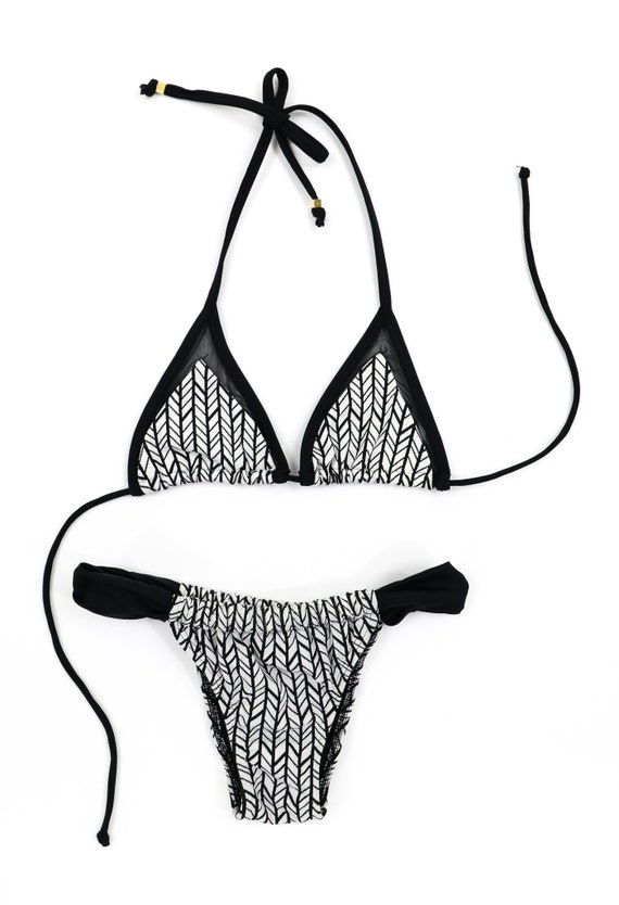 triangle herringbone swimsuit set, size small swim