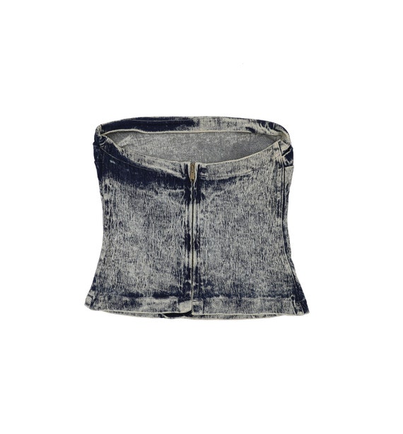 vintage 90s acid wash denim corset, size small to… - image 2