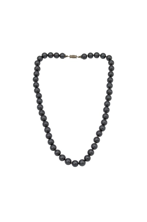 hematite beaded necklace, hematite necklace, hemat