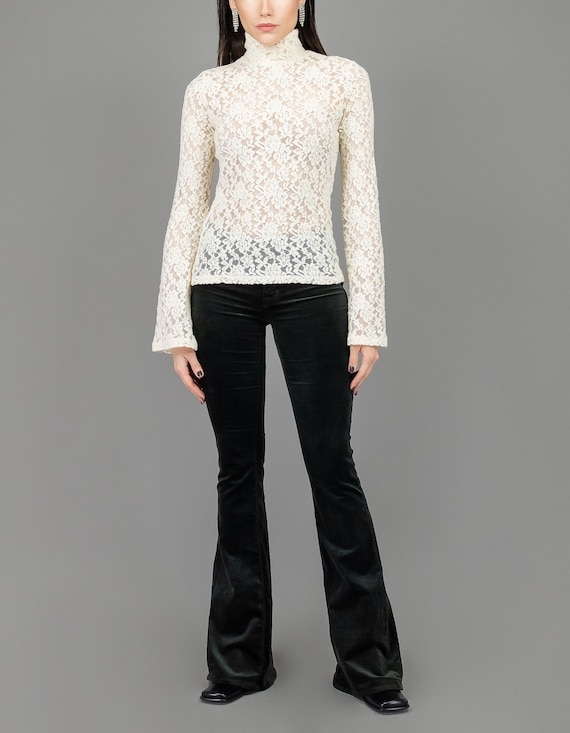 Lace Turtleneck - Size Small - Vintage Tops - Vint