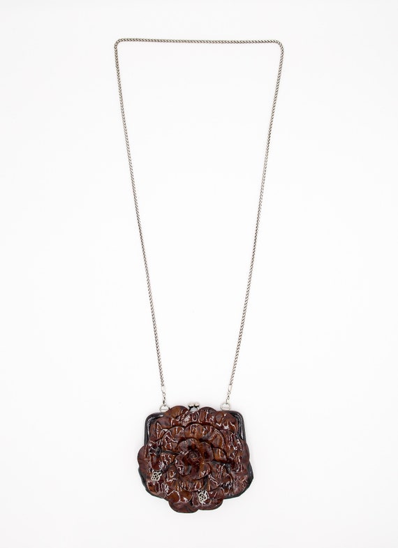 Floral Patent Leather Mini Bag - Vintage Brown Pa… - image 3