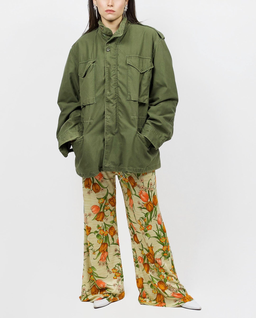 Vintage Lavender Floret Wide Trousers