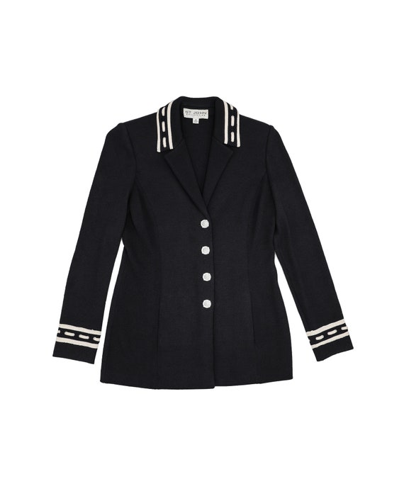 vintage st. john black & white sailor blazer, size