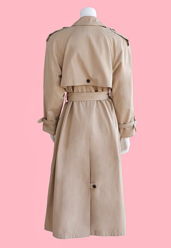 Vintage Classic Khaki Double Breasted Trench Coat… - image 3