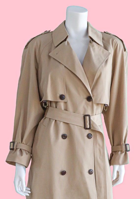 Vintage Classic Khaki Double Breasted Trench Coat… - image 5