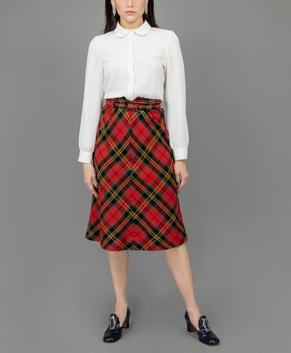 70s tartan plaid skirt, high waisted skirt, size … - image 2