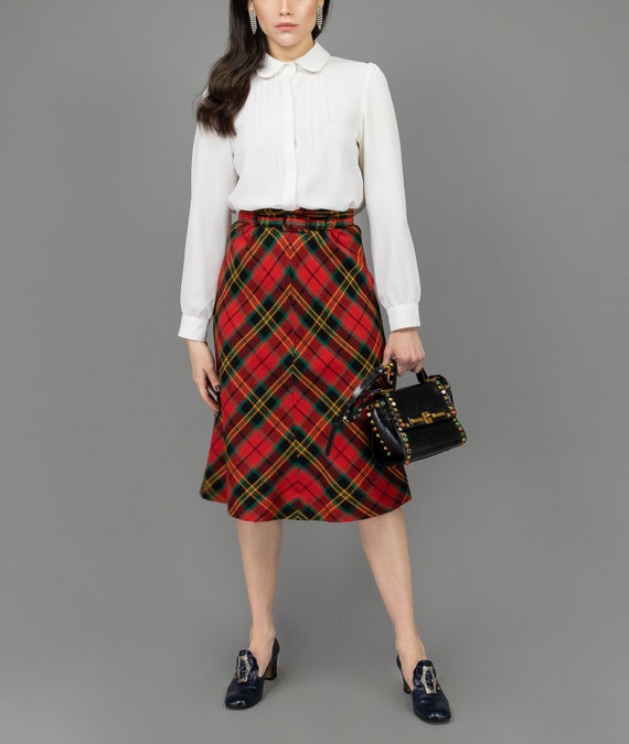 70s tartan plaid skirt, high waisted skirt, size … - image 1