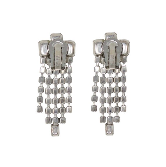 art deco crystal dangling clip on earrings, cryst… - image 3