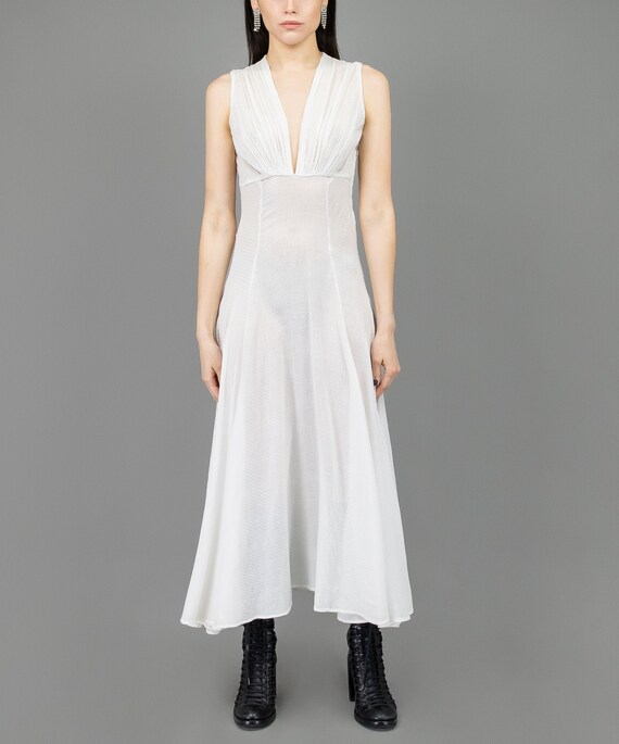 Pleated Dot Dress - Size Small - Vintage Dresses -