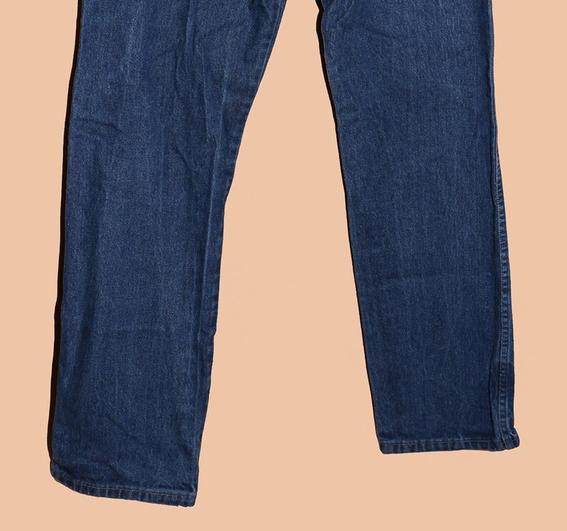 Wrangler Mens Cowboy Blue Jeans Size 34x34 Distressed Classic Denim Jeans Work Blue Jeans Straight Leg Relaxed Fit Denim Western Denim image 5