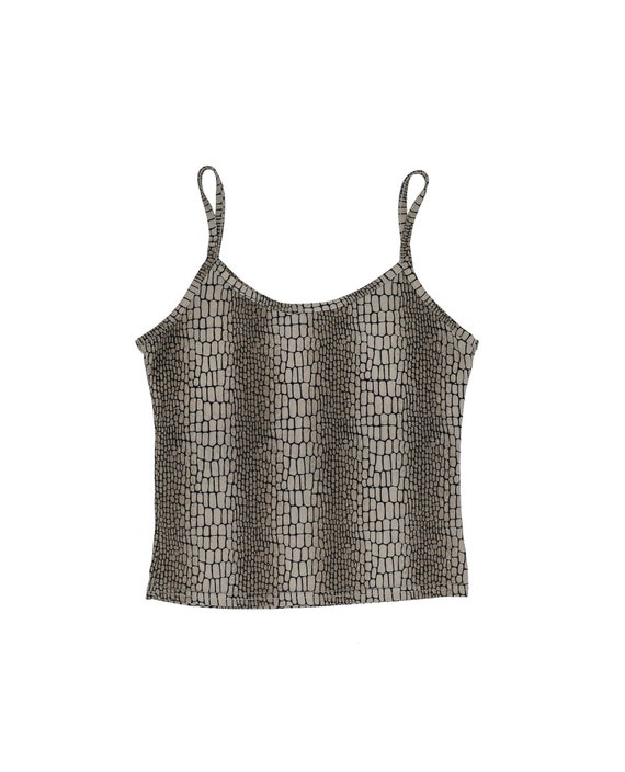 90s Y2K Vernal Paris Reptile Print Silver Tank Top