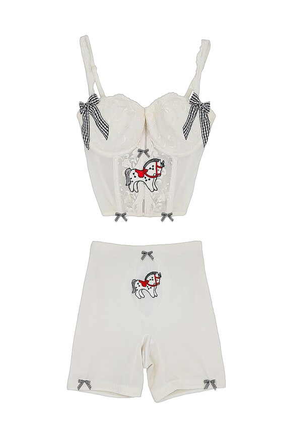 Reworked Vintage White Horse Corset Size Small/34… - image 2