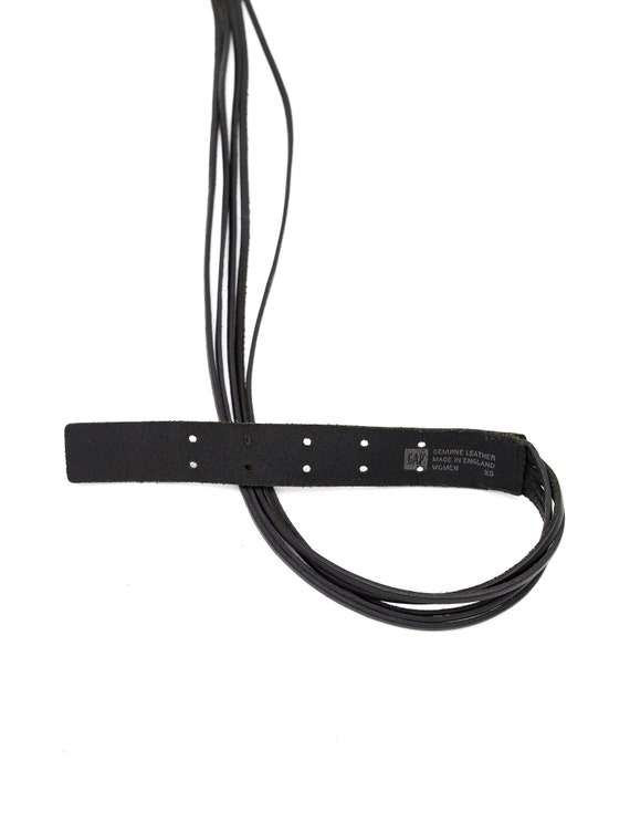 black leather high waisted belt, size small black… - image 3